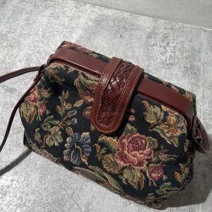 Vintage Liz Claiborne Floral Tapestry Crossbody Bag